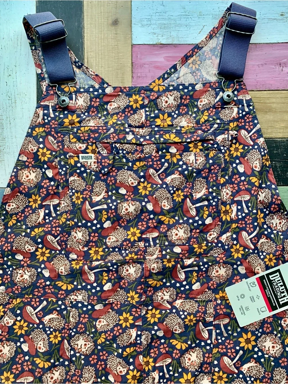 NWT Duluth XXL x31” Heirloom Gardening Bib Overalls Dusk Blue Fall Hedgehog Bibs - Picture 3 of 8